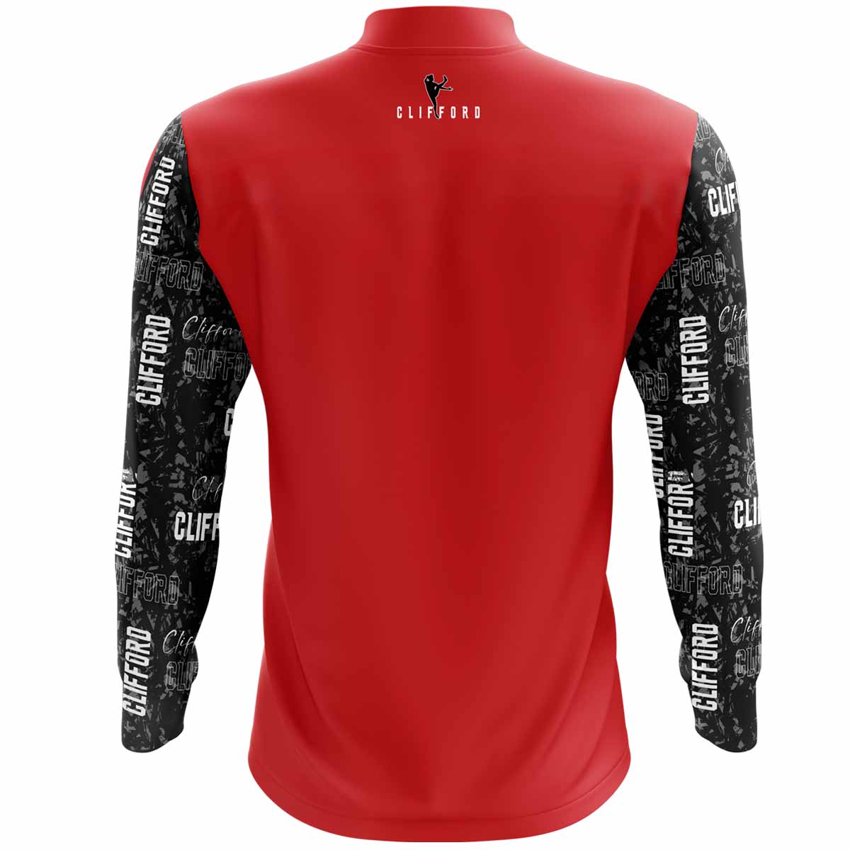 McKvr David Clifford 1/4 Zip Top Red Black