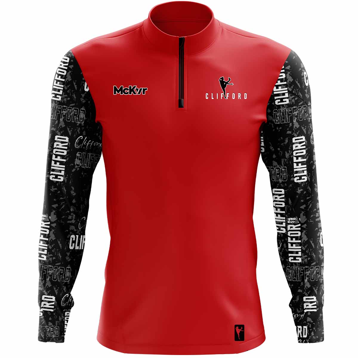 McKvr David Clifford 1/4 Zip Top Red Black