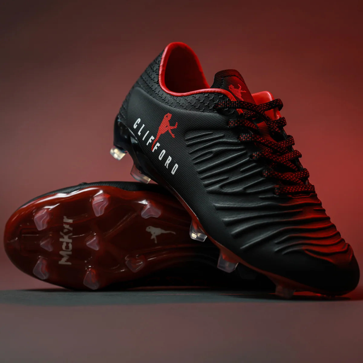 McKvr Clifford Club Junior Football Boots Black Red