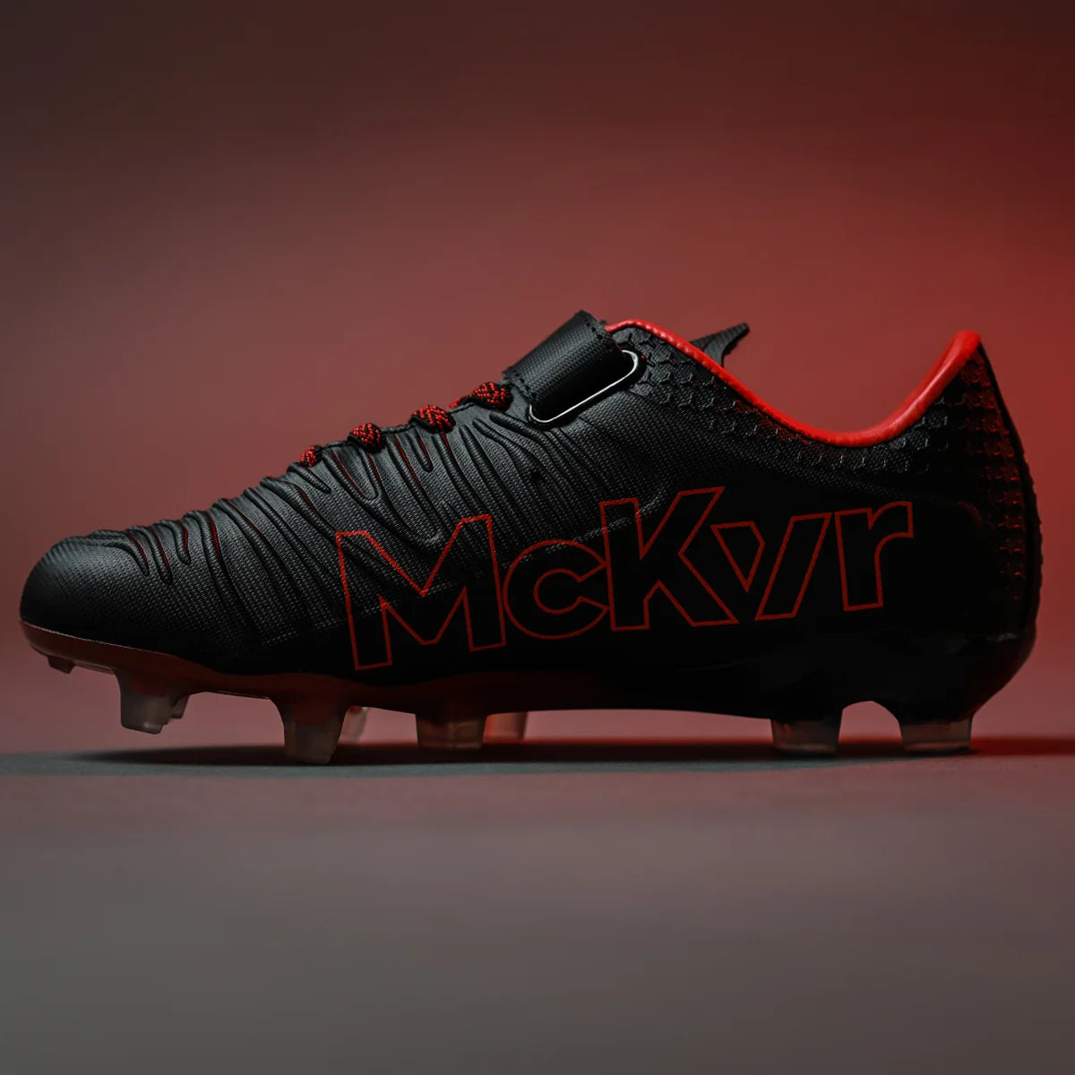 McKvr Clifford Club Kids Velcro Football Boots Black Red