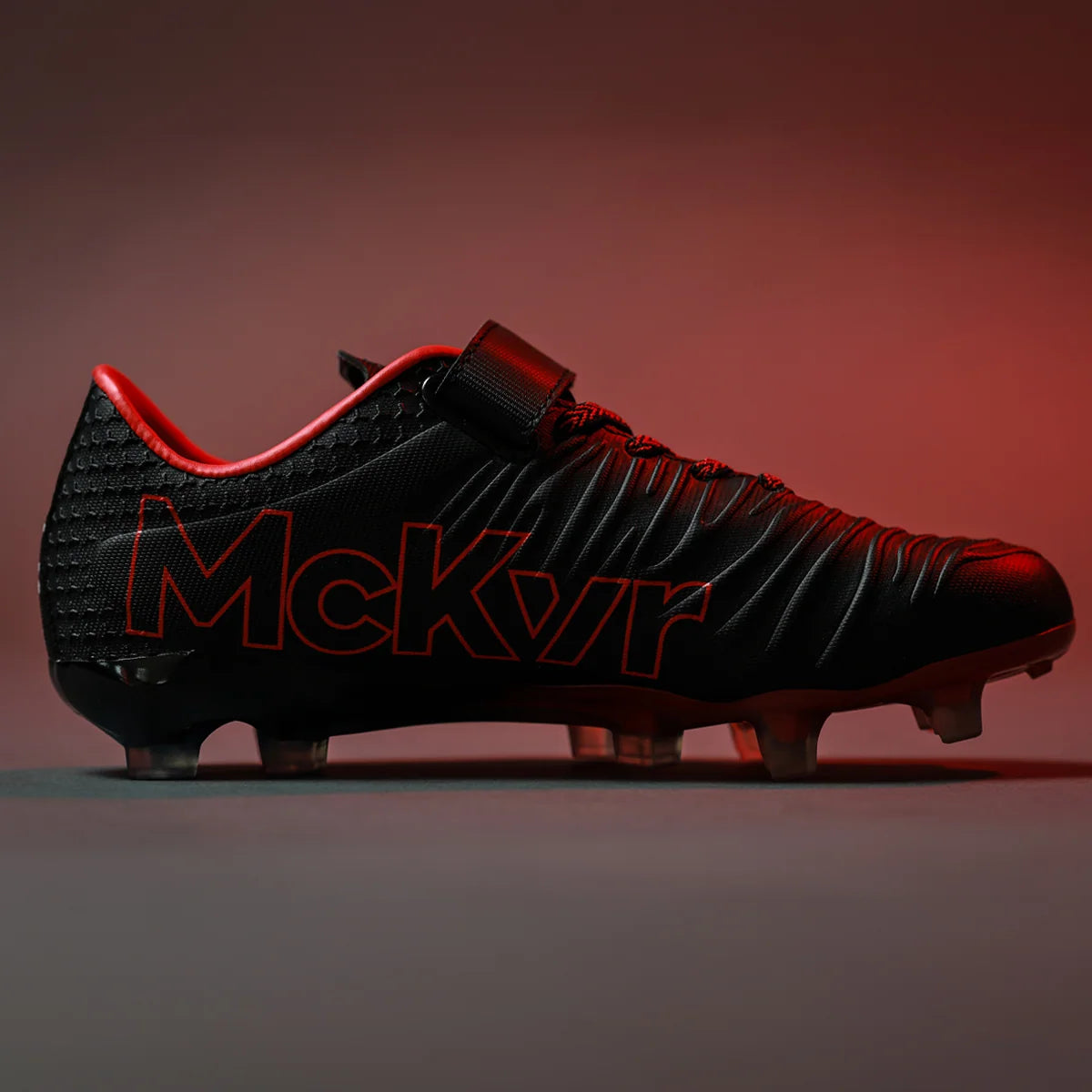 McKvr Clifford Club Kids Velcro Football Boots Black Red