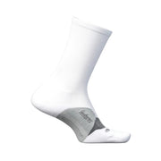 A white crew sock with a gray heel and toe section, featuring the 'feetree' brand name, shown on a light beige background.
