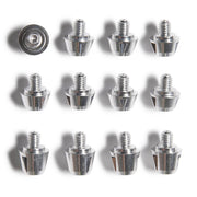 Set of metal screws on a white background