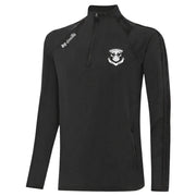 A black long-sleeve athletic quarter-zip pullover with a white O'neills logo on the left chest, displayed on a clean white background.