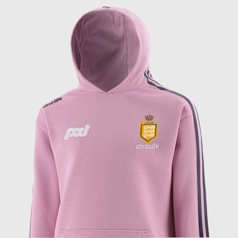 O'Neills Clare GAA Women's Hydra Tech Fleece Pullover Hoodie Pink Marine