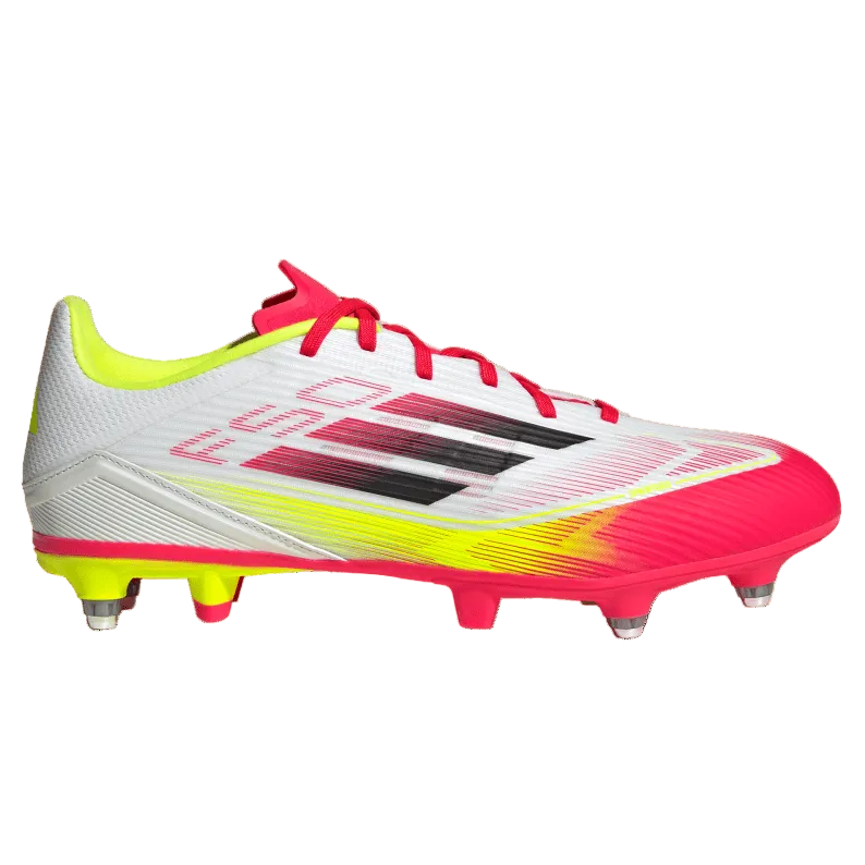 White soccer cleat with red and yellow accents on a transparent background