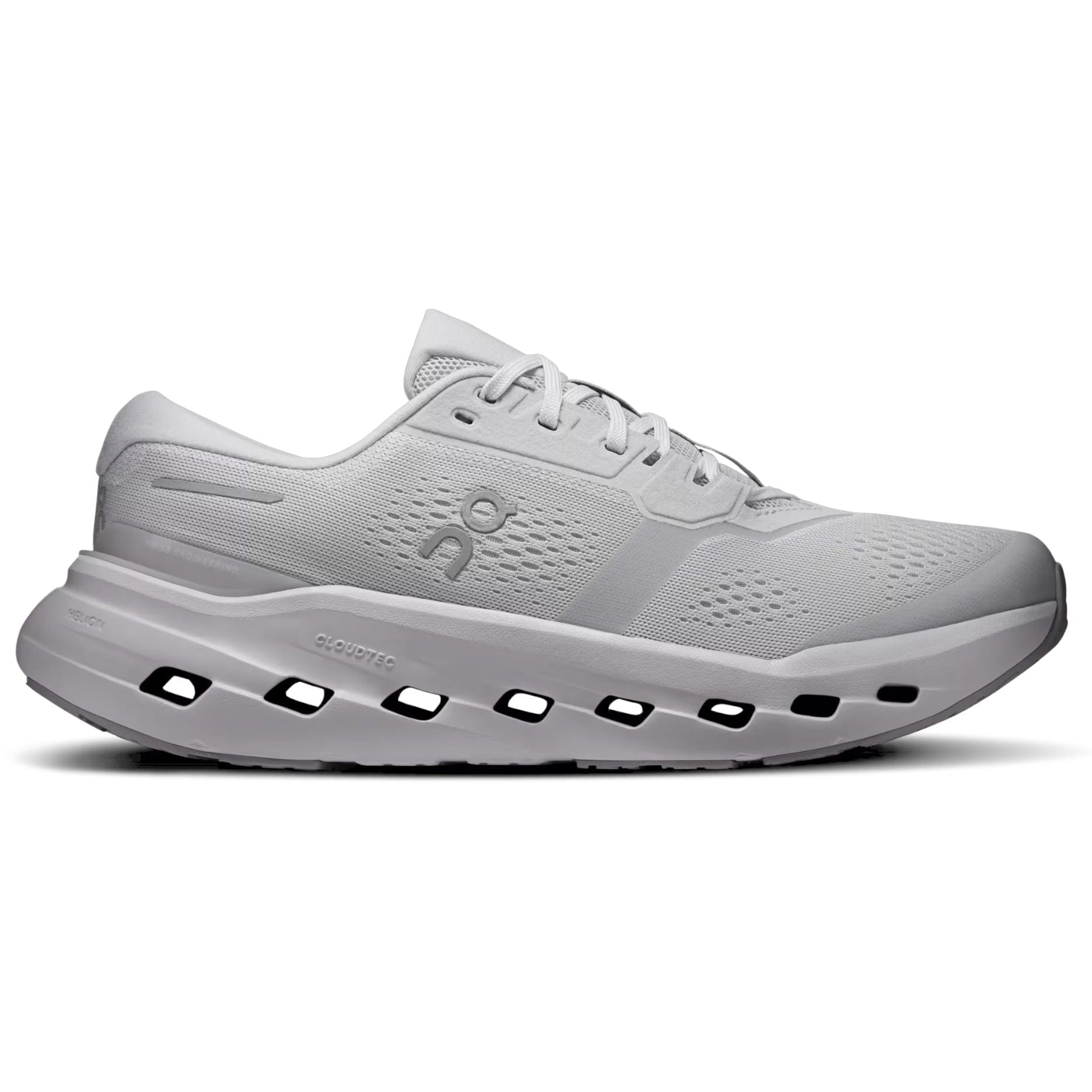A light gray On running shoe shown in a side profile view against a white background.