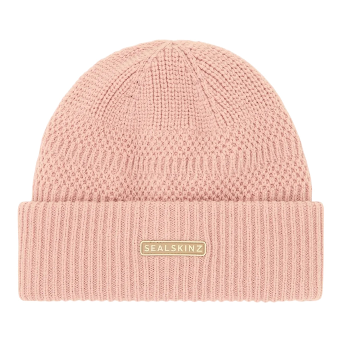 Sealskinz Gressenhall Waterproof Cold Weather Textured Stripe Roll Cuff Beanie Pink