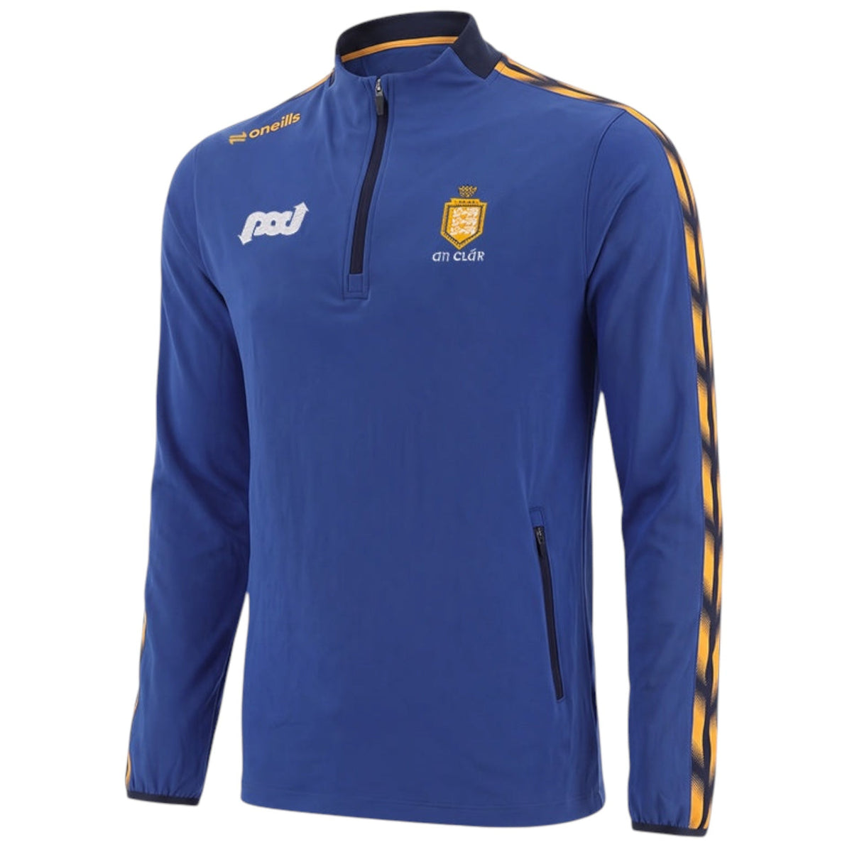 O'Neills Clare GAA Men's Imperium Brushed Half Zip Top Royal Amber