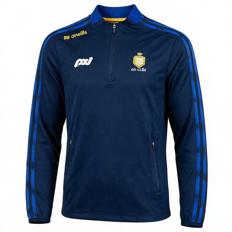 O'Neills Clare GAA Men's Imperium Brushed Half Zip Top Navy Royal