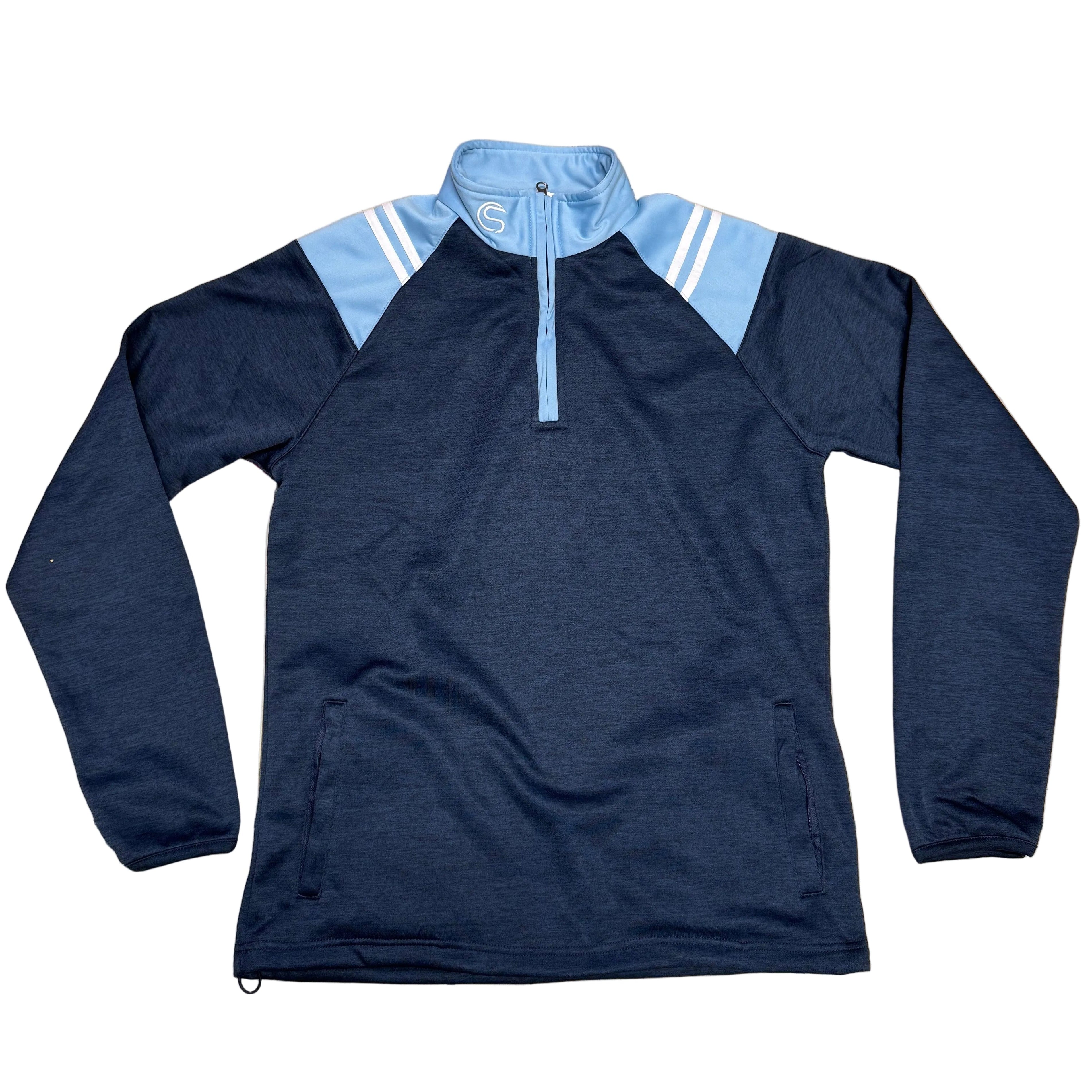 CS Club Half Zip Top Navy Melange Sky White
