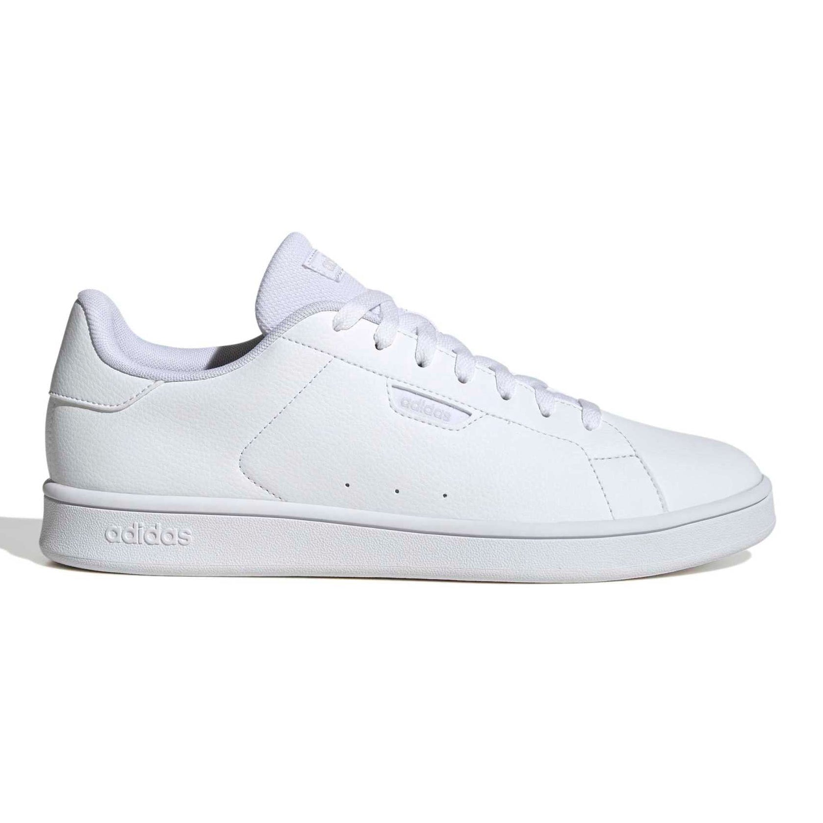 White Adidas sneaker on a white background