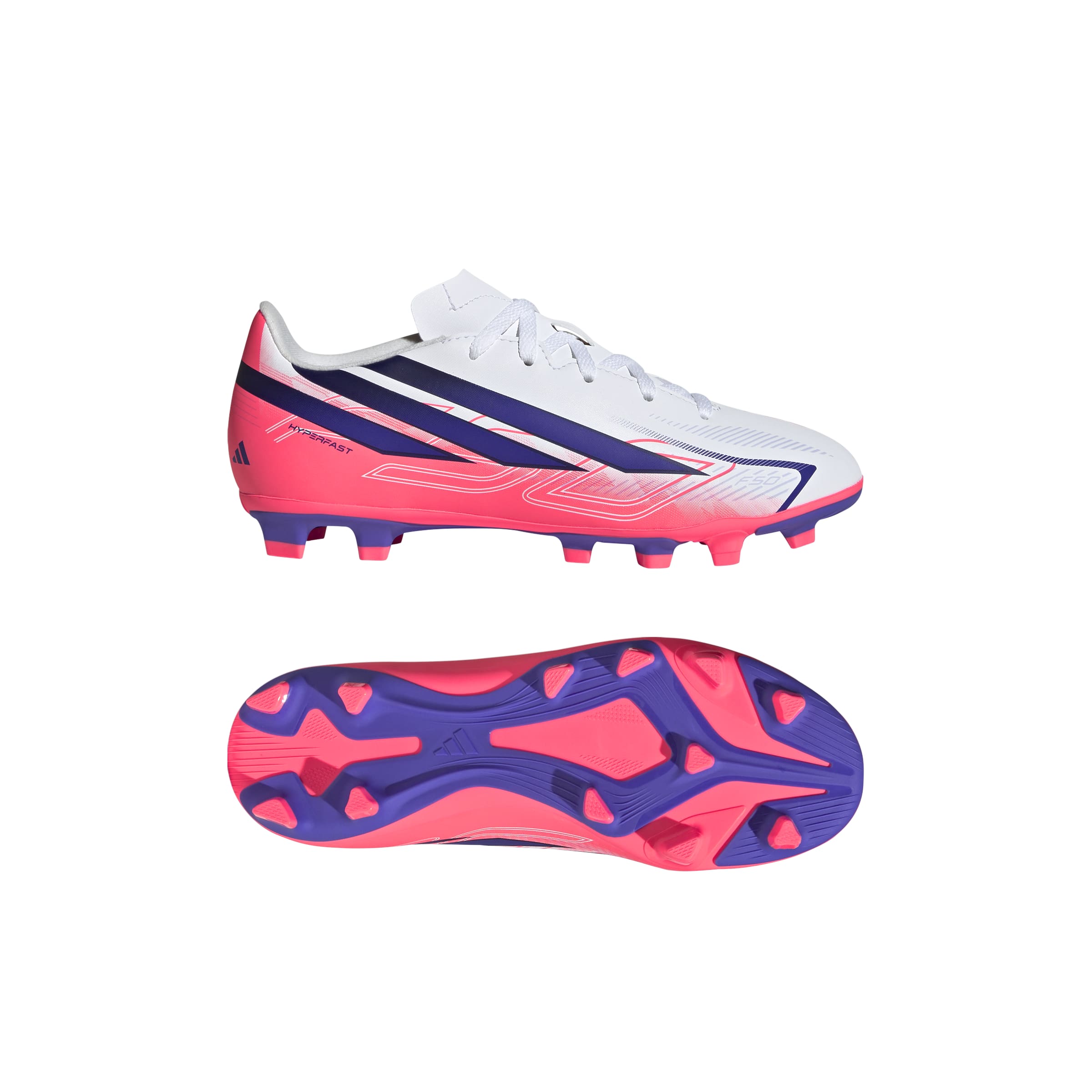 Adidas F50 Hyperfast Club Firm Ground Junior Football Boots White