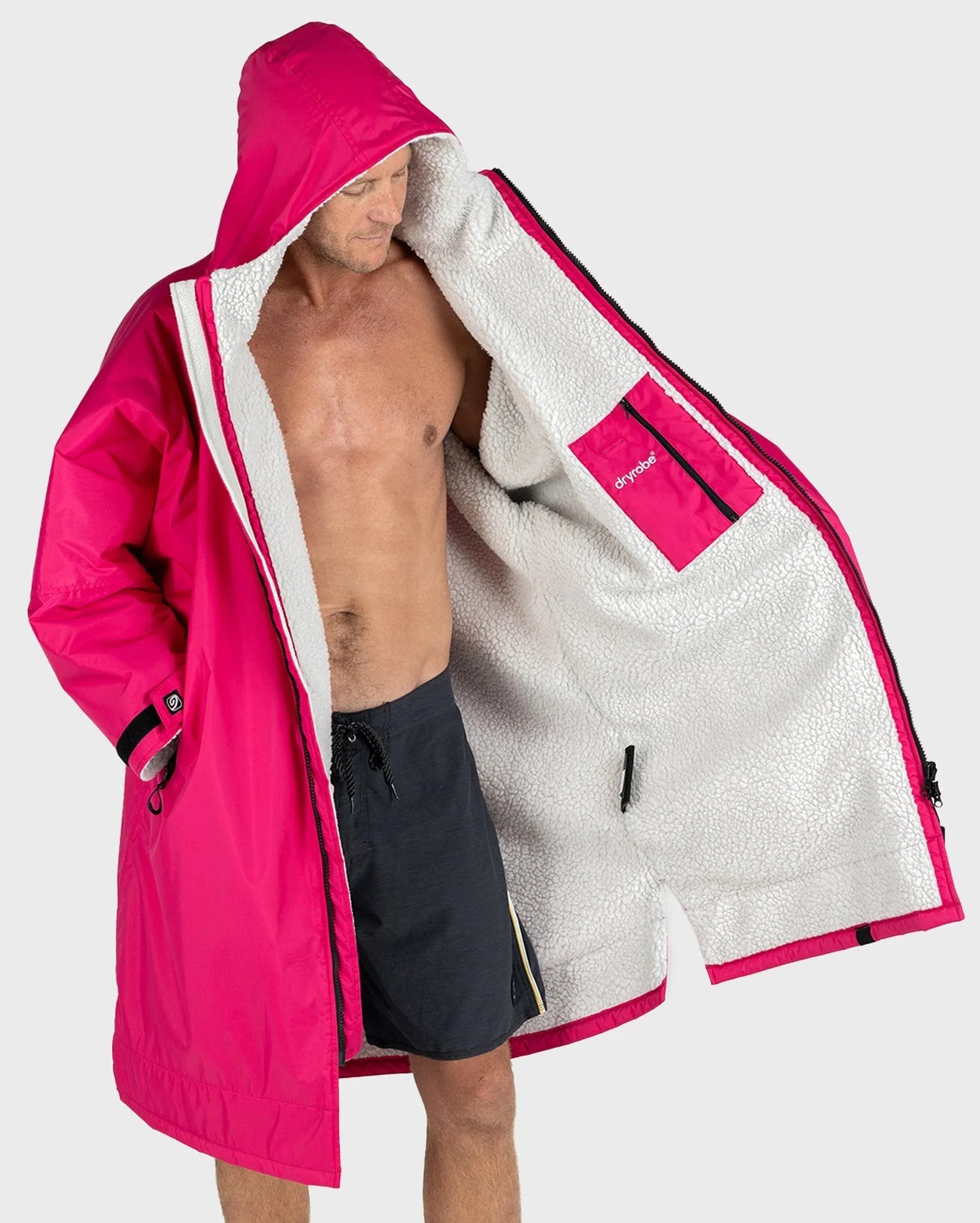 Dryrobe Advanced long Sleeve Changing Robe Pink Grey