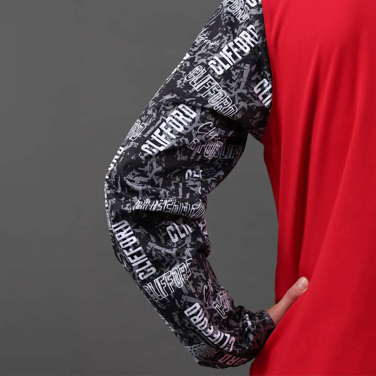 McKvr David Clifford 1/4 Zip Top Red Black