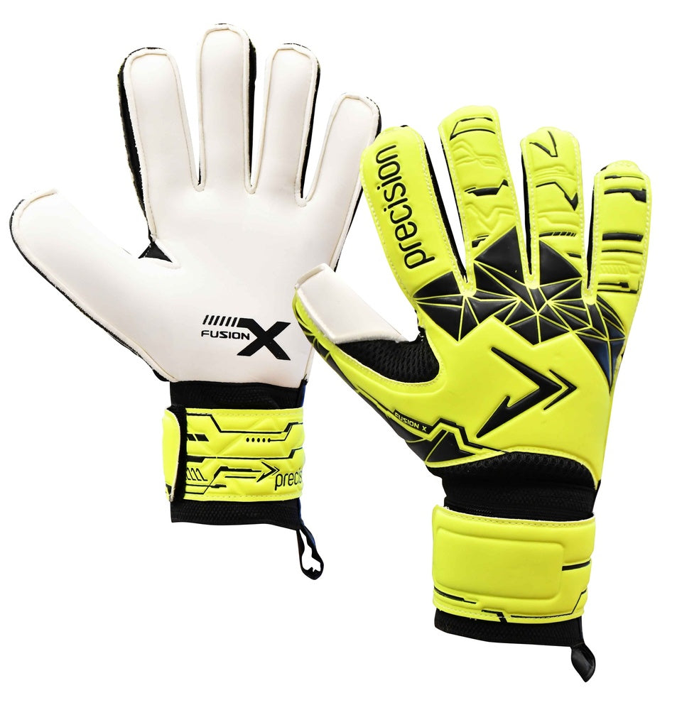Precision Fusion X Flat Cut Essential Goalkeeper Gloves Flo Yellow