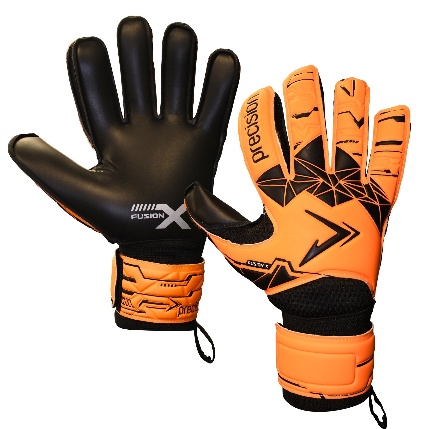 Precision Fusion X Flat Cut Essential Goalkeeper Gloves Flo Orange