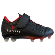McKvr Clifford Club Kids Velcro Football Boots Black Red