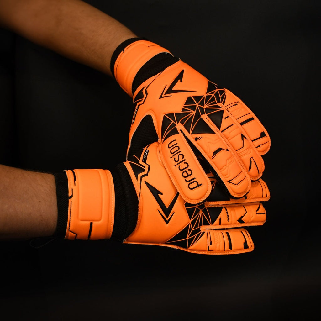 Precision Fusion X Flat Cut Essential Goalkeeper Gloves Flo Orange
