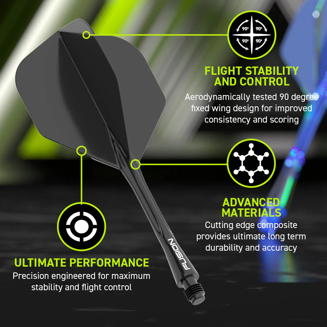 Winmau Fusion #2 Integrated Flight & Shaft - Black