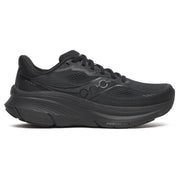 Black running shoe on a white background