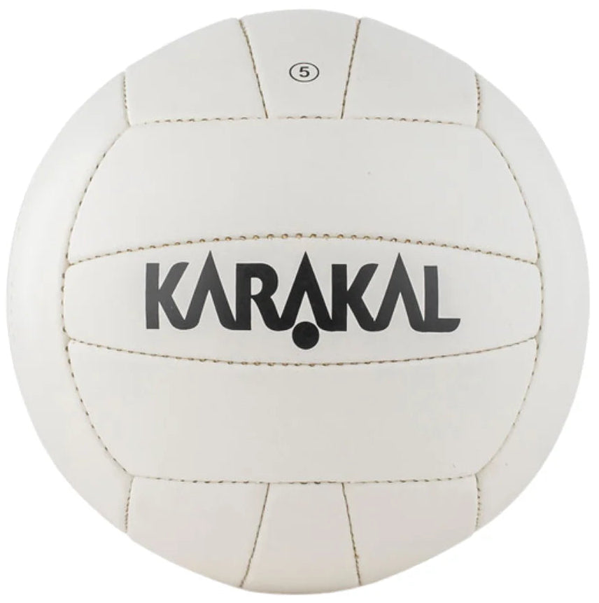 White volleyball with Karakal branding on a white background