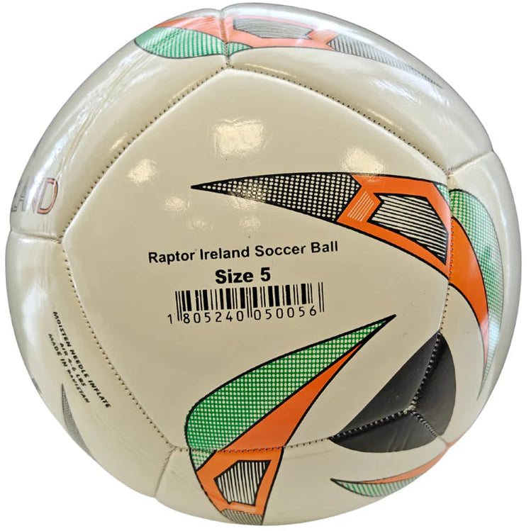 Soccer ball with colorful design on a white background