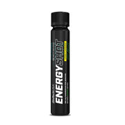 BioTechUSA Energy Shot pre-workout supplement bottle, 30 mL, in black with white and green text, on a white background.