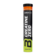 BioTechUSA Creatine Zero supplement tube in orange and lime green flavor, shown on a plain white background.