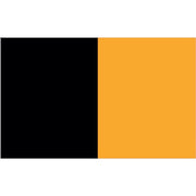 Rectangular flag with black and orange colors on a white background