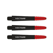 Three black and red Vecta darts on a white background