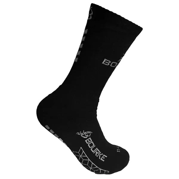 Black sock with brand logo on a white background