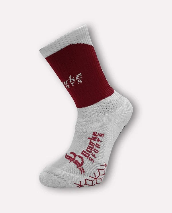 Bourke Sports Miniz Chevron Socks Maroon White