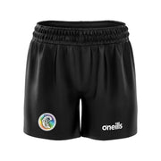 Black shorts with a colorful logo and 'oneills' branding on a light gray background