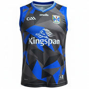 Gray and blue sports jersey with branding on a white background