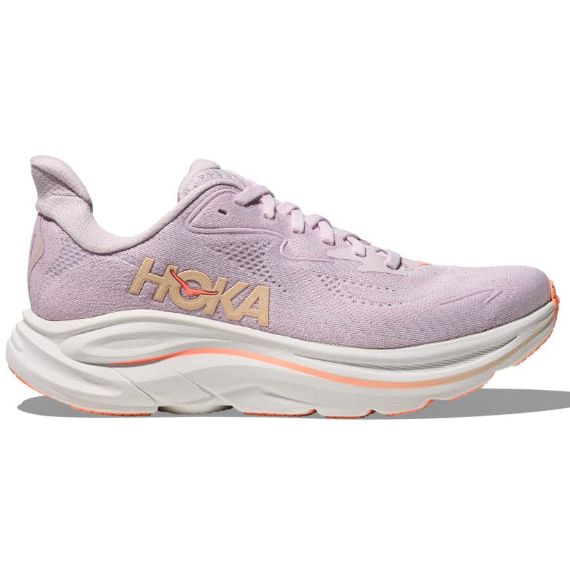Purple running shoe with 'Hoka' branding on a white background