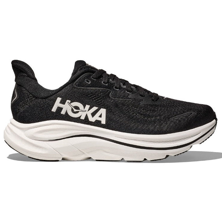 Hoka Clifton 10 Men's Wide Fit Running Shoes Black White