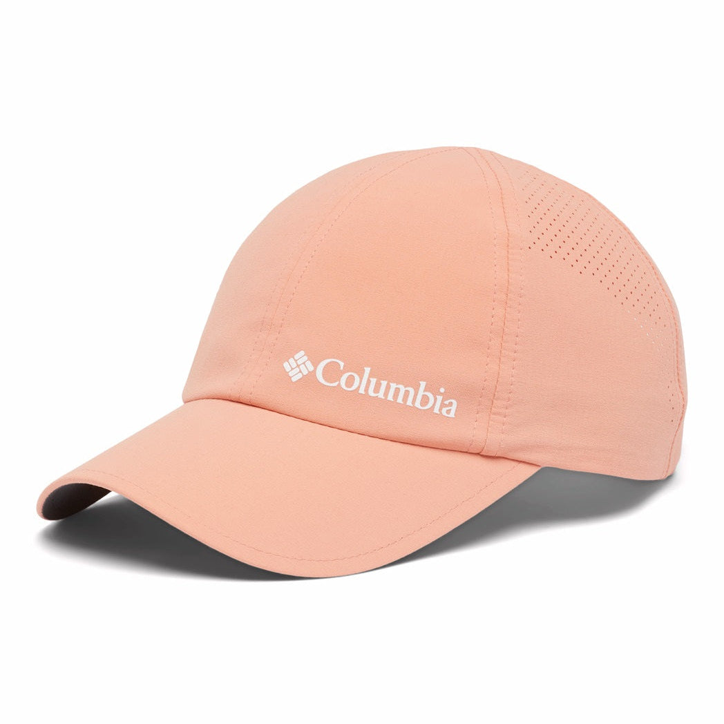 Peach-colored cap with Columbia logo on a white background