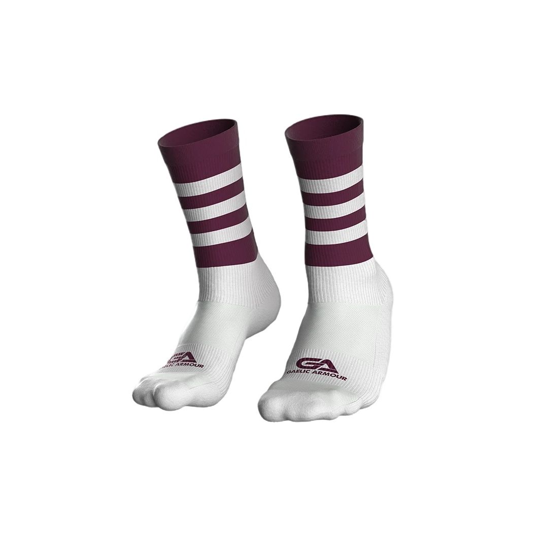 Gaelic Armour Elite Midi Sock (Maroon White Hooped)