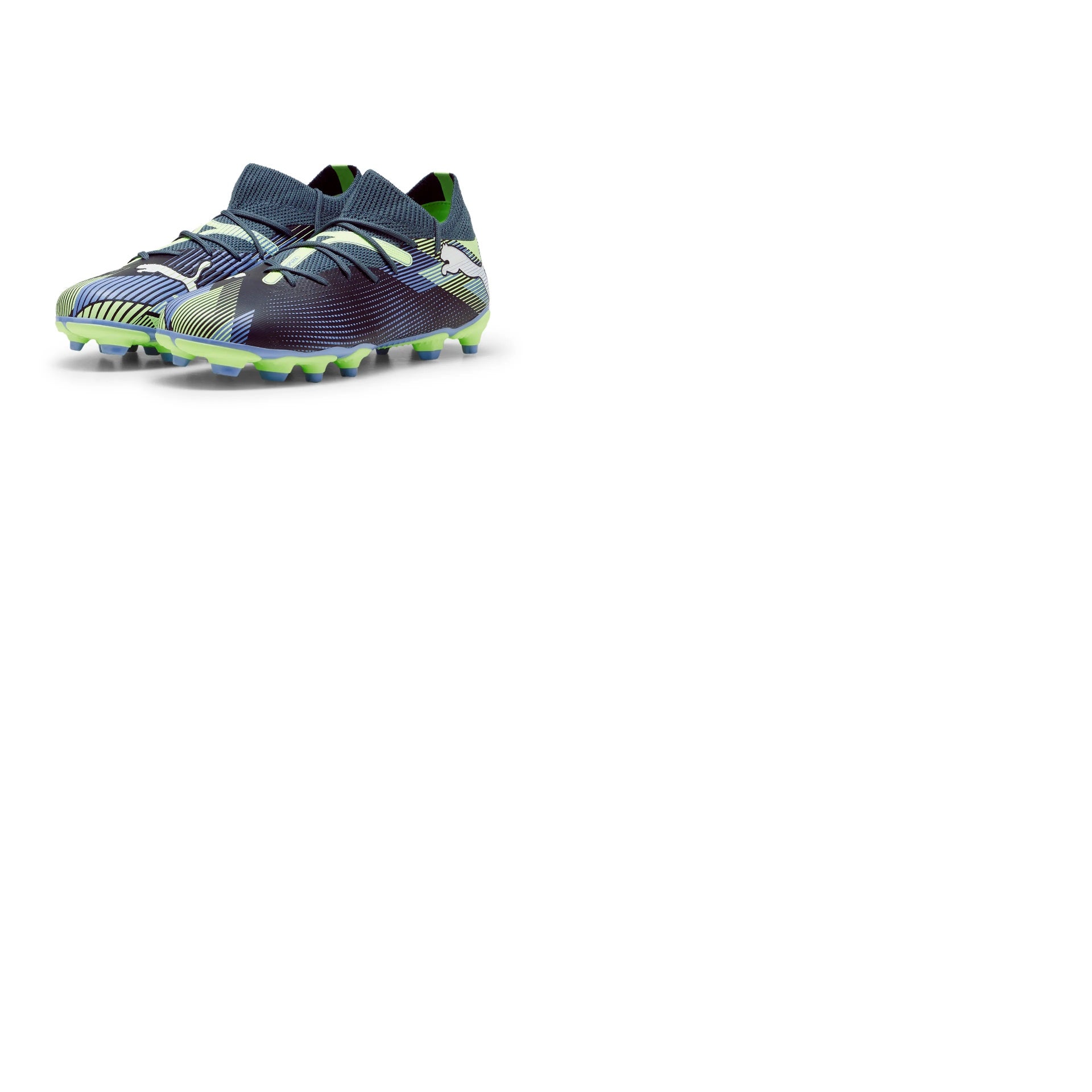 Puma Future 7 Match Firm Ground Junior Football Boots Grey Skies PUMA White-Fizzy Apple (Grey Skies)