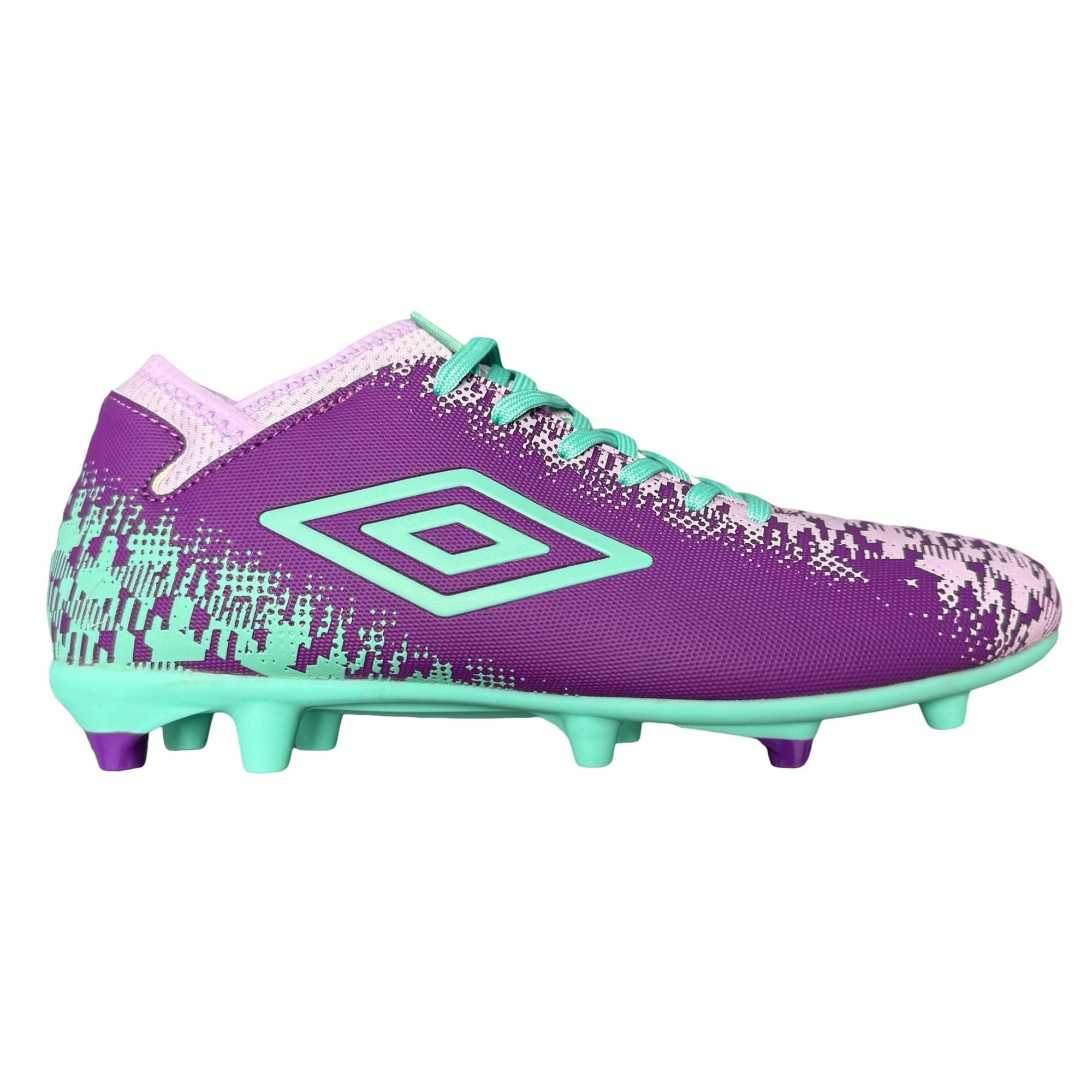 Umbro Formation II Firm Ground Junior Football Boots Purple Green