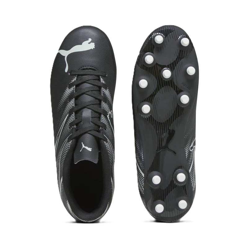 Puma Attacanto Junior Firm Ground Junior Football Boots Black Silver Mist