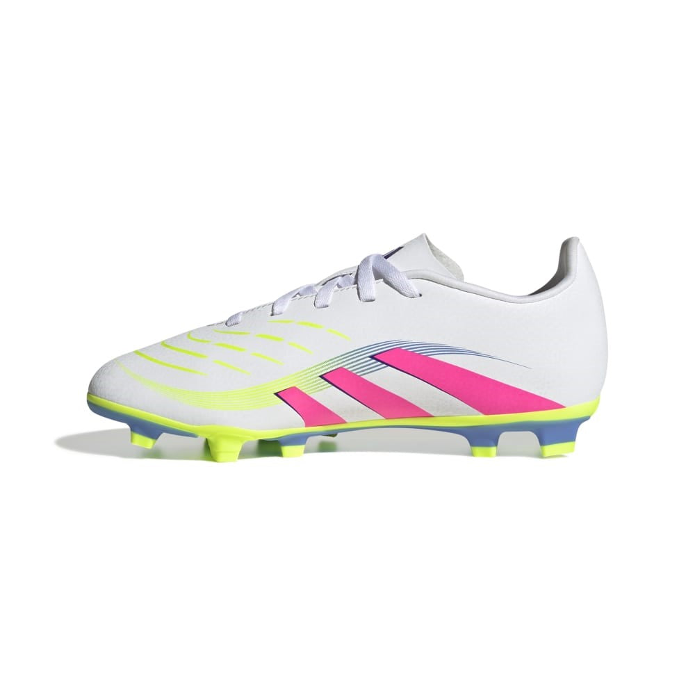 Adidas Predator Club Firm Ground Junior Football Boots White Lucid Pink Lucid Lemon