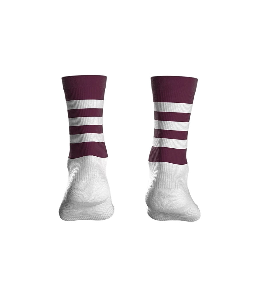 Gaelic Armour Elite Midi Sock (Maroon White Hooped)