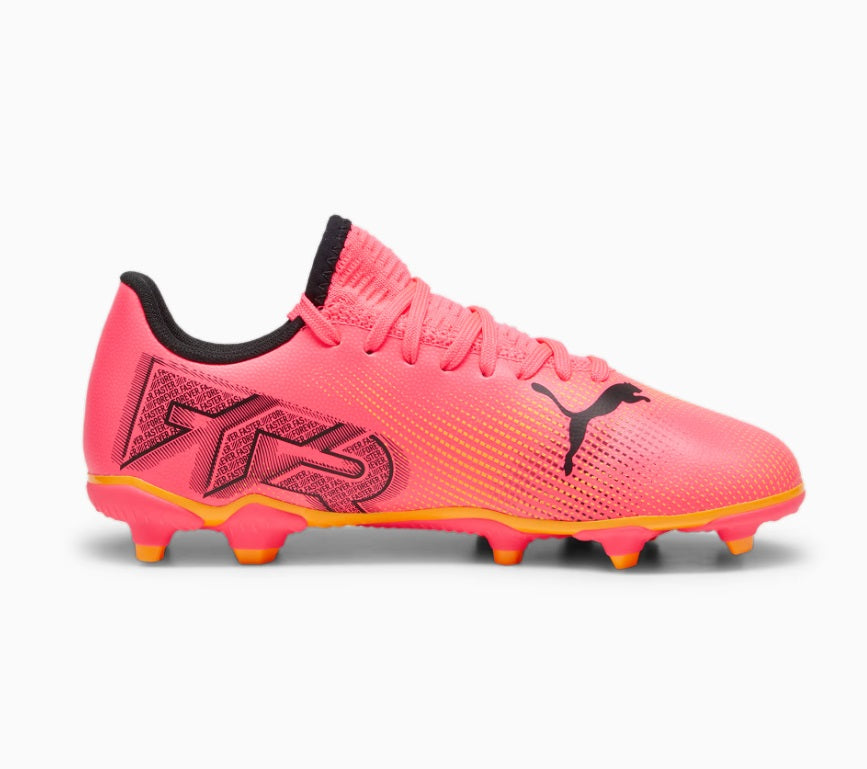 Puma Future 7 Play Firm Ground Junior Football Boots Sunset Glow Puma Black Sun Stream (Sunset Glow)