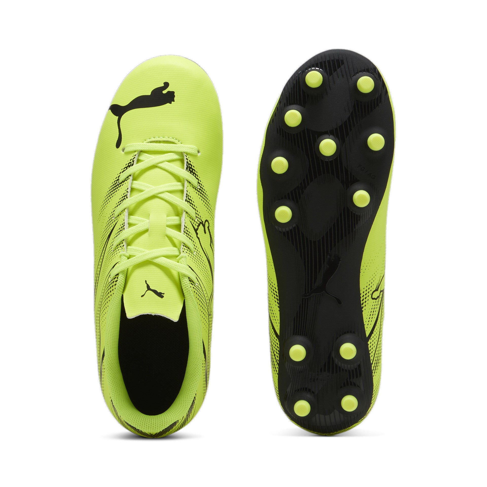 Puma Attacanto Firm Ground Junior Football Boots Electric Lime Puma Black (Yellow Black)