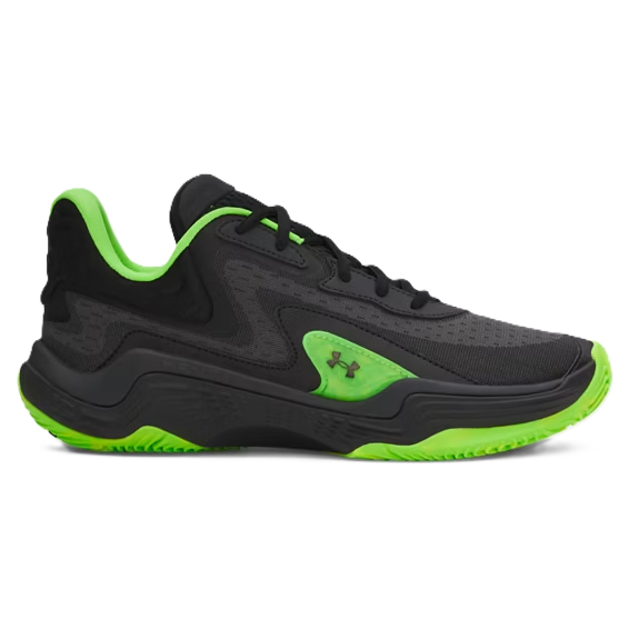 Under Armour Spawn 7 Unisex Basketball Shoes Black Hyper Green Metallic Black