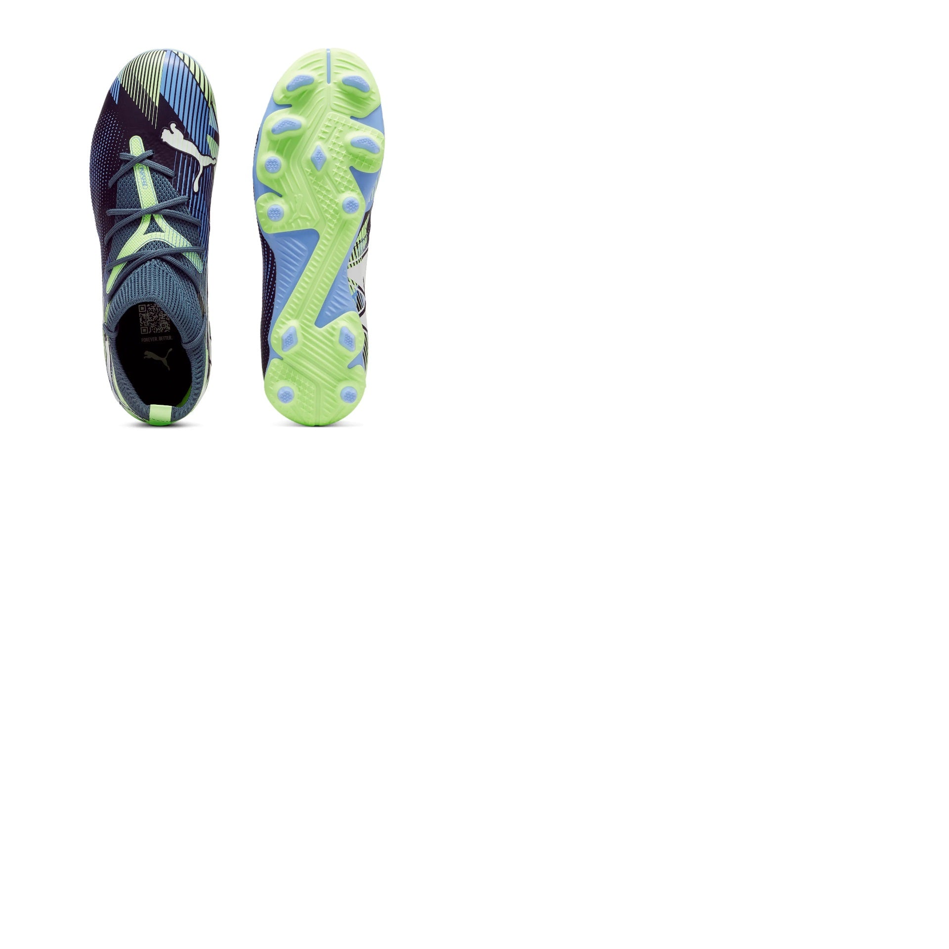 Puma Future 7 Match Firm Ground Junior Football Boots Grey Skies PUMA White-Fizzy Apple (Grey Skies)