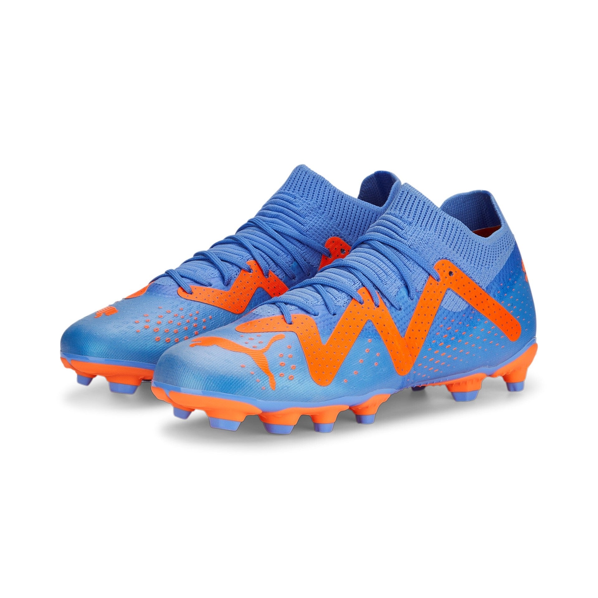 Puma Future Match Firm Ground Junior Football Boots Blue Glimmer Puma White Ultra Orange (Blue Orange)