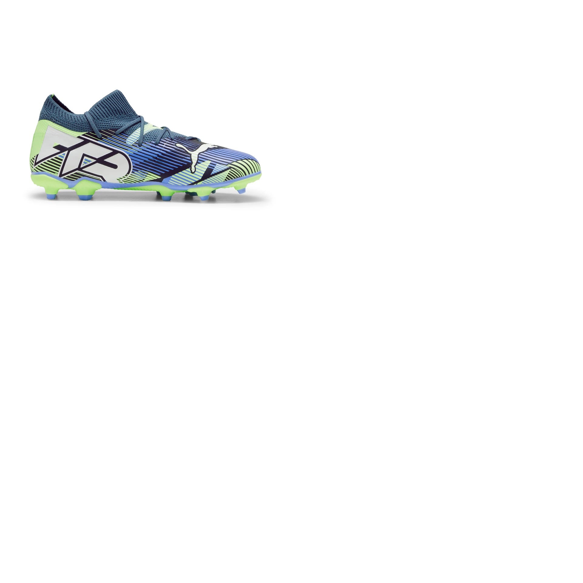 Puma Future 7 Match Firm Ground Junior Football Boots Grey Skies PUMA White-Fizzy Apple (Grey Skies)
